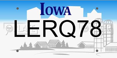 LERQ78 Iowa License Plate