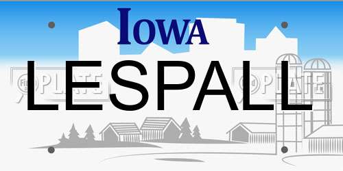 LESPALL Iowa License Plate