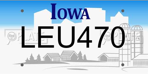 LEU470 Iowa License Plate