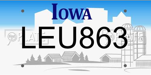 LEU863 Iowa License Plate