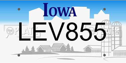 LEV855 Iowa License Plate