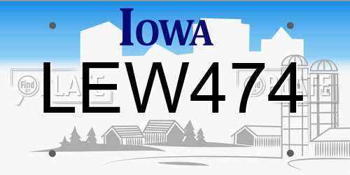 LEW474 Iowa License Plate