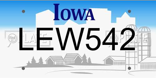 LEW542 Iowa License Plate