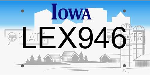 LEX946 Iowa License Plate