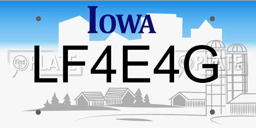 LF4E4G Iowa License Plate