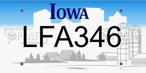 LFA346 Iowa License Plate