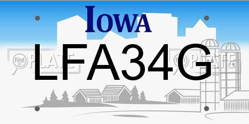 LFA34G Iowa License Plate