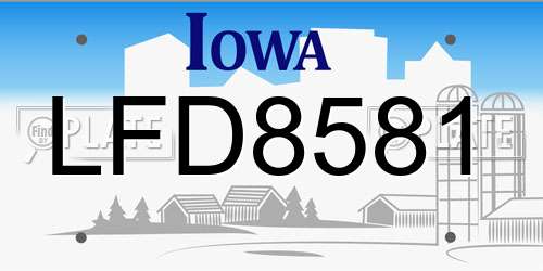 LFD8581 Iowa License Plate