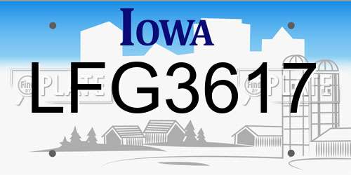 LFG3617 Iowa License Plate