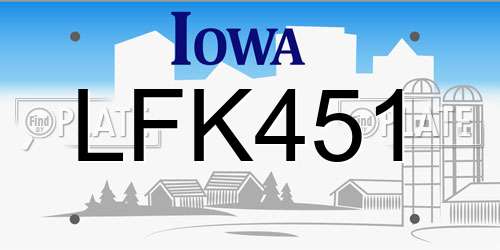 LFK451 Iowa License Plate