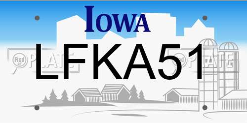 LFKA51 Iowa License Plate
