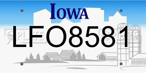 LFO8581 Iowa License Plate