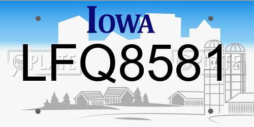 LFQ8581 Iowa License Plate