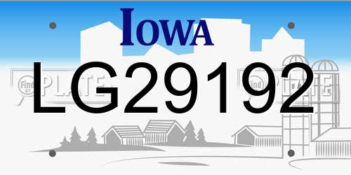 LG29192 Iowa License Plate