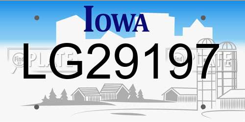 LG29197 Iowa License Plate