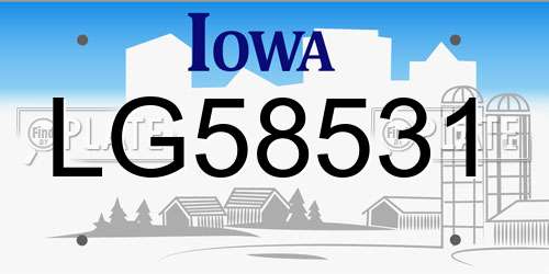 LG58531 Iowa License Plate