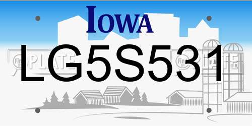 LG5S531 Iowa License Plate