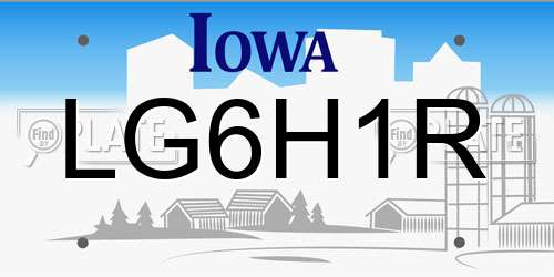 LG6H1R Iowa License Plate