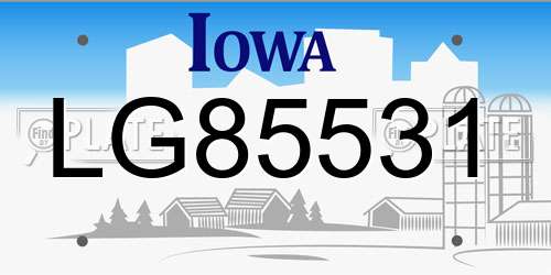 LG85531 Iowa License Plate