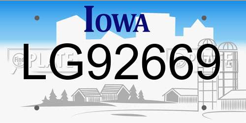 LG92669 Iowa License Plate