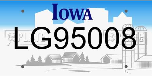 LG95008 Iowa License Plate