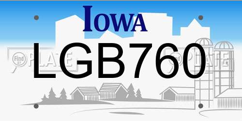 LGB760 Iowa License Plate