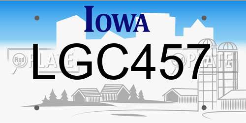 LGC457 Iowa License Plate