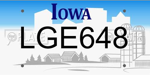 LGE648 Iowa License Plate