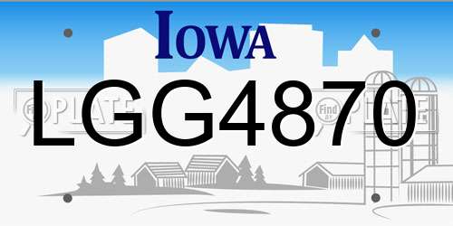LGG4870 Iowa License Plate