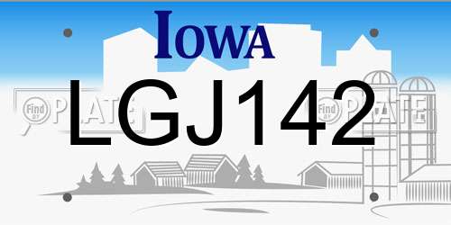 LGJ142 Iowa License Plate