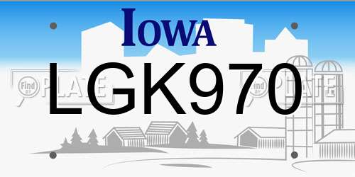 LGK970 Iowa License Plate
