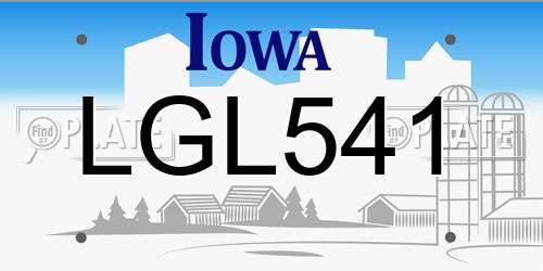 LGL541 Iowa License Plate