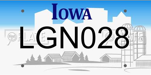LGN028 Iowa License Plate
