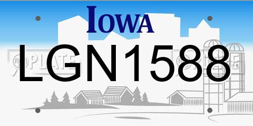 LGN1588 Iowa License Plate