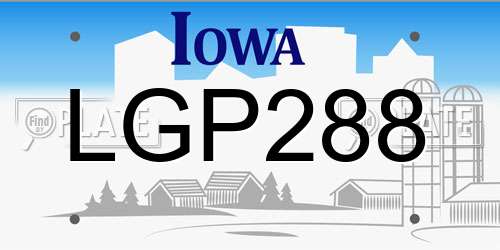 LGP288 Iowa License Plate
