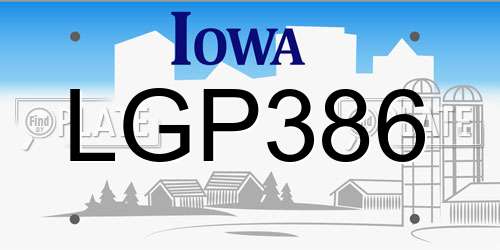 LGP386 Iowa License Plate