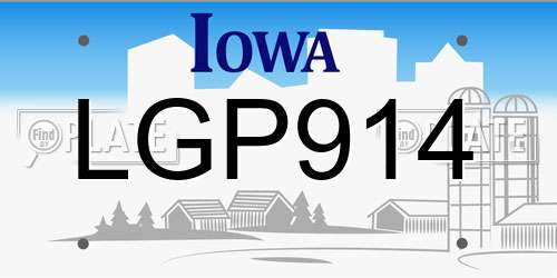 LGP914 Iowa License Plate