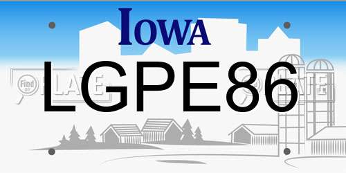 LGPE86 Iowa License Plate