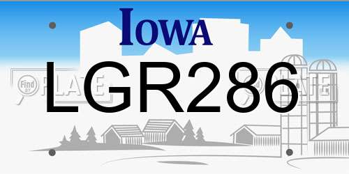 LGR286 Iowa License Plate