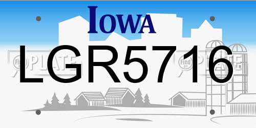 LGR5716 Iowa License Plate
