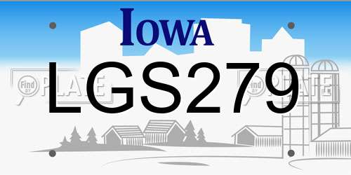 LGS279 Iowa License Plate