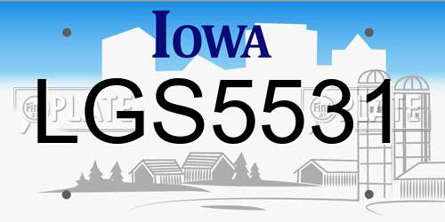 LGS5531 Iowa License Plate