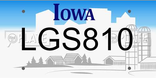 LGS810 Iowa License Plate