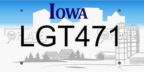 LGT471 Iowa License Plate
