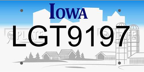LGT9197 Iowa License Plate