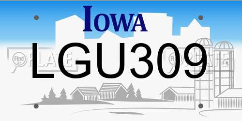 LGU309 Iowa License Plate