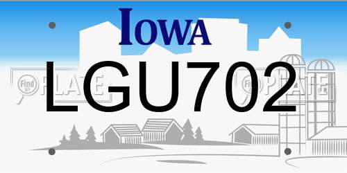 LGU702 Iowa License Plate