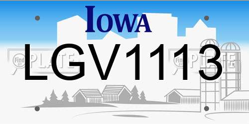LGV1113 Iowa License Plate