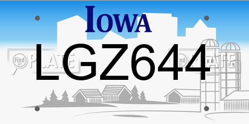 LGZ644 Iowa License Plate