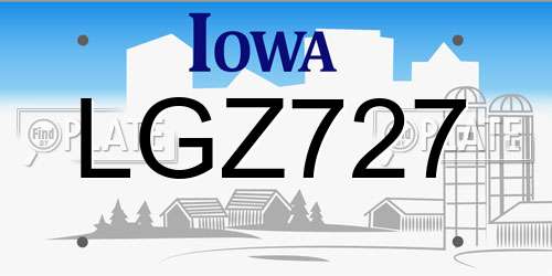 LGZ727 Iowa License Plate